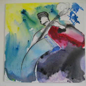 Painting titled "contre bassiste dan…" by Jean Bellier, Original Artwork, Acrylic
