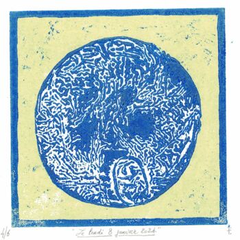 Gravures & estampes intitulée ""Le lundi 08 janvie…" par Jean-Bernard Fenouillas, Œuvre d'art originale, Xylographie