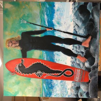 Painting titled "POSEIDON DE SURFACE" by Jean Biret, Original Artwork, Acrylic