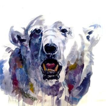 Pintura titulada "ours salement blanc" por Jean Bodin, Obra de arte original, Pigmentos