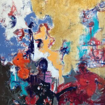 Картина под названием "La tâche jaune" - Jean Brisé, Подлинное произведение искусства, Акрил Установлен на Деревянная рама д…