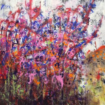 Pintura titulada "Printemps des fleurs" por Jean Brisé, Obra de arte original, Acrílico Montado en Bastidor de camilla de ma…