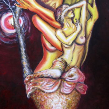 Картина под названием "" L'arbre de la grâ…" - Jicé B., Подлинное произведение искусства, Масло Установлен на Деревянная рам…
