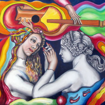 Pintura titulada "" La Guitarine "" por Jicé B., Obra de arte original, Oleo