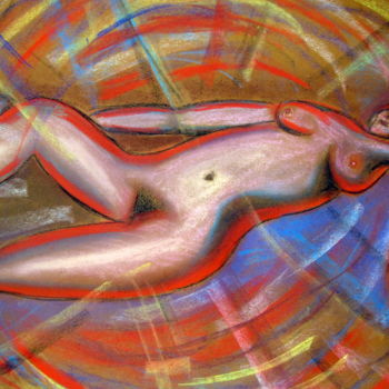 Pintura titulada "" Nu allongé "" por Jicé B., Obra de arte original, Pastel