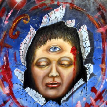 Painting titled "" La mort en face "" by Jicé B., Original Artwork, Oil
