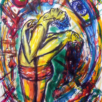 Malarstwo zatytułowany „" Et......fusion "” autorstwa Jicé B., Oryginalna praca, Atrament