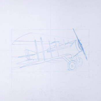 Dessin intitulée "Avion inachevé" par Jean-Charles Hecquet, Œuvre d'art originale, Crayon