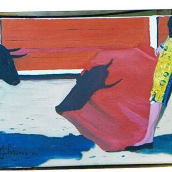 Peinture intitulée "Corrida IX" par Jean Chauvet, Œuvre d'art originale, Huile