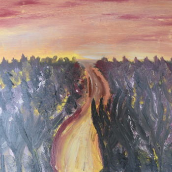 Pintura intitulada "Fôret au crépuscule." por Jean-Christian Belcourt, Obras de arte originais, Acrílico