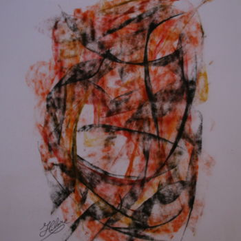 Peinture intitulée "21 / Entre feux et…" par Jean-Christophe Hilaire, Œuvre d'art originale, Pastel