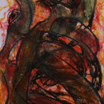 Painting titled "27 / La Bagarre" by Jean-Christophe Hilaire, Original Artwork, Pastel