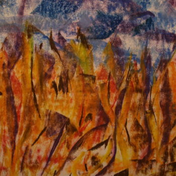 Peinture intitulée "Le soir sur la forê…" par Jean-Christophe Hilaire, Œuvre d'art originale, Pastel