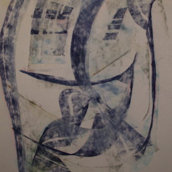 Malerei mit dem Titel "314 Poème en bleu" von Jean-Christophe Hilaire, Original-Kunstwerk, Pastell