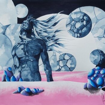 Painting titled "LONG DREAM OF METAL" by Jean-Christophe Labrue, Original Artwork, Watercolor