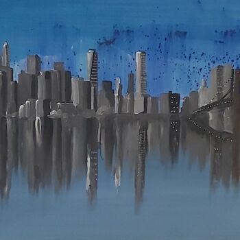 Painting titled "NY" by Jean-Christophe Labrue, Original Artwork, Acrylic