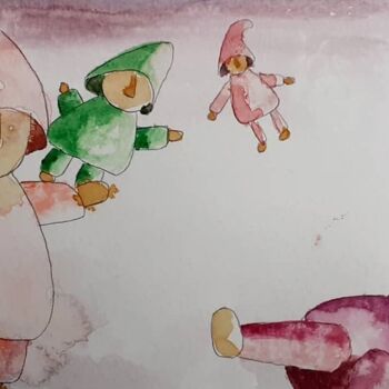 Painting titled "Baby" by Jean-Christophe Labrue, Original Artwork, Watercolor