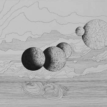 Рисунок под названием "Horizon" - Jean-Christophe Labrue, Подлинное произведение искусства, Чернила