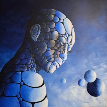 Peinture intitulée "Blue illusion" par Jean-Christophe Labrue, Œuvre d'art originale, Acrylique