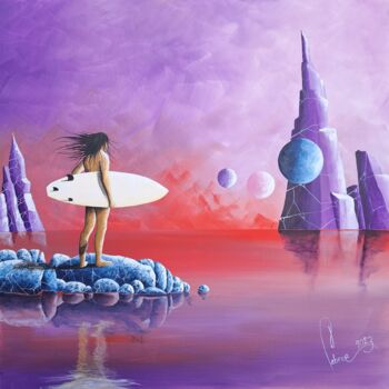 Pintura intitulada "The wind surfer.." por Jean-Christophe Labrue, Obras de arte originais, Acrílico