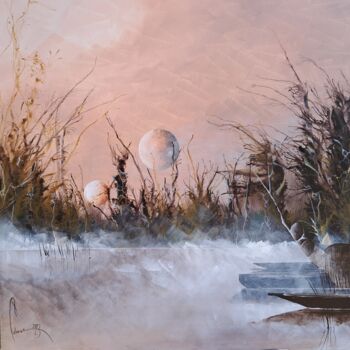 Malerei mit dem Titel "Le Marais Poitevin" von Jean-Christophe Labrue, Original-Kunstwerk, Acryl