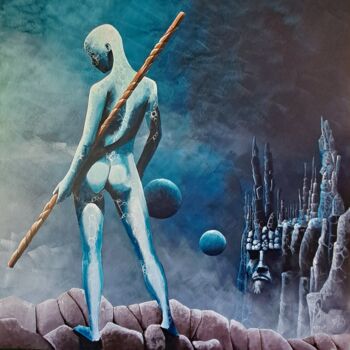 Pittura intitolato "Androgyne blue" da Jean-Christophe Labrue, Opera d'arte originale, Acrilico