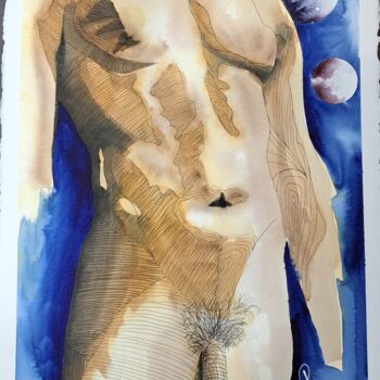 Peinture intitulée "Anatomia" par Jean-Christophe Labrue, Œuvre d'art originale, Aquarelle