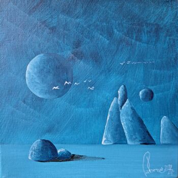 Malarstwo zatytułowany „Small blue” autorstwa Jean-Christophe Labrue, Oryginalna praca, Akryl