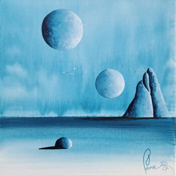 Peinture intitulée "Ondes bleus 2" par Jean-Christophe Labrue, Œuvre d'art originale, Acrylique