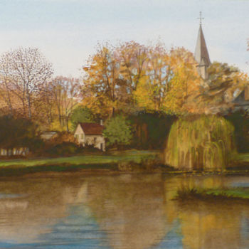 Painting titled "Le parc de Théméric…" by Jean-Christophe Latger, Original Artwork, Watercolor
