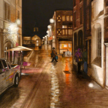 Painting titled "Un soir à Orléans" by Jean-Christophe Latger, Original Artwork, Watercolor