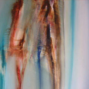 Painting titled "TRACES" by Jean Claude Barthel, Original Artwork, Oil Mounted on Wood Stretcher frame