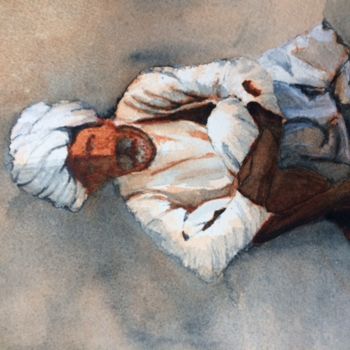 Peinture intitulée "Indien assis" par Jean-Claude Beaumesnil, Œuvre d'art originale, Aquarelle