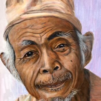 Peinture intitulée "Un grand-père à Bali" par Jean-Claude Beaumesnil, Œuvre d'art originale, Acrylique