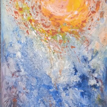 Painting titled "Nébuleuse solaire" by Jean-Claude Bemben, Original Artwork, Oil Mounted on Wood Stretcher frame