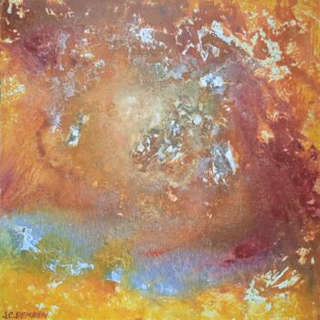 Painting titled "Naissance astrale" by Jean-Claude Bemben, Original Artwork, Oil Mounted on Wood Stretcher frame