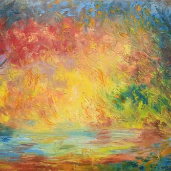 Peinture intitulée "Le feu et l'eau" par Jean-Claude Bemben, Œuvre d'art originale, Huile Monté sur Châssis en bois