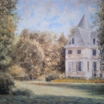 Malarstwo zatytułowany „Parc du chateau de…” autorstwa Jean-Claude Bemben, Oryginalna praca, Olej Zamontowany na Drewniana r…