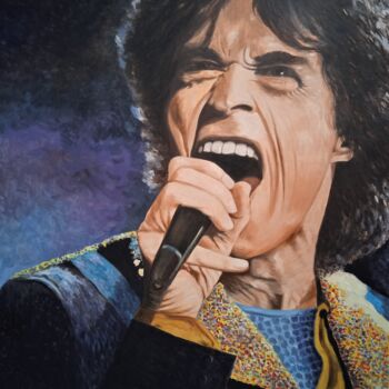 Peinture intitulée "Mick Jagger" par Jean-Claude Bemben, Œuvre d'art originale, Huile Monté sur Châssis en bois