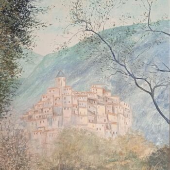 Painting titled "Vue sur le village…" by Jean-Claude Bemben, Original Artwork, Oil