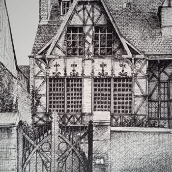 Dessin intitulée "maison près de la C…" par Jean-Claude Bemben, Œuvre d'art originale, Encre
