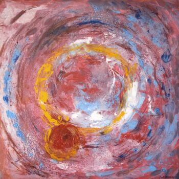 Peinture intitulée "planètes rouges" par Jean-Claude Bemben, Œuvre d'art originale, Huile Monté sur Châssis en bois