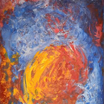 Peinture intitulée "Intuitisme bleu" par Jean-Claude Bemben, Œuvre d'art originale, Huile Monté sur Châssis en bois