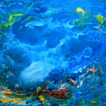 Painting titled "Transparence marine" by Jean-Claude Bemben, Original Artwork, Oil Mounted on Wood Stretcher frame