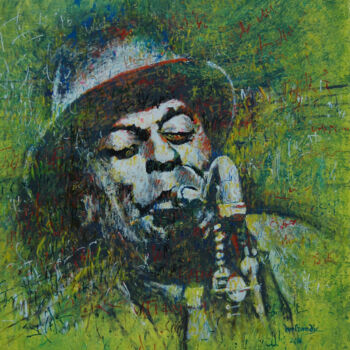 Painting titled "Archie Shepp" by Jean-Claude Bertrand, Original Artwork, Acrylic