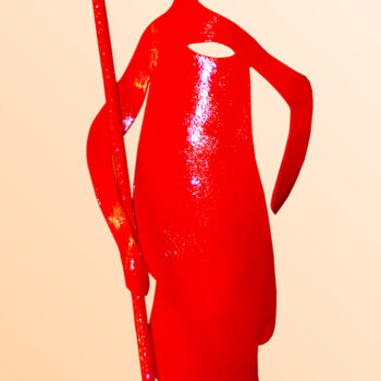 Sculpture intitulée "Pt guerrier rouge" par Jean Claude Causse, Œuvre d'art originale, Métaux