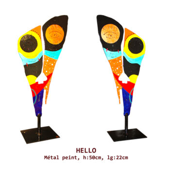 Scultura intitolato "Hello" da Jean Claude Causse, Opera d'arte originale, Metalli