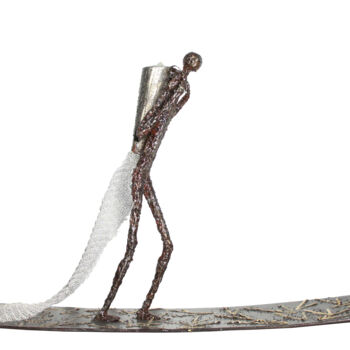 Skulptur mit dem Titel "Le temps" von Jean Claude Causse, Original-Kunstwerk, Metalle