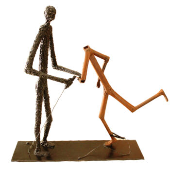 "Le sculpteur" başlıklı Heykel Jean Claude Causse tarafından, Orijinal sanat, Metaller