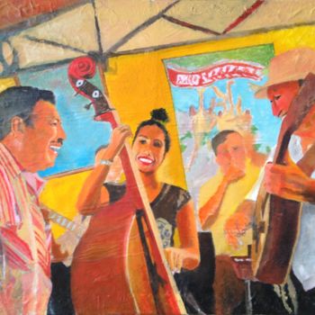 「Havana calle Obispo」というタイトルの絵画 Jean Claude Colombanoによって, オリジナルのアートワーク, アクリル